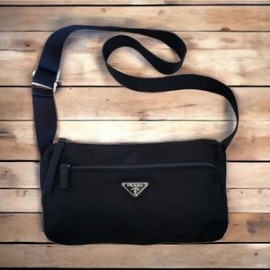 Prada Black Tessuto Nylon and Leather Crossbody Bag at 1stDibs